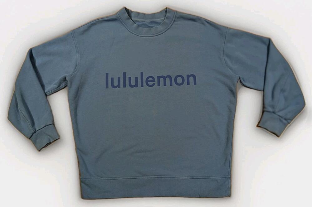 Lululemon Womens XL Blue Logo Crewneck Sweatshirt Pullover Oversized